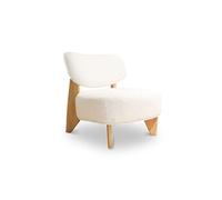 Fauteuil Como en laine bouclée avec structure en bois de chêne - Blanc