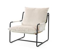 Fauteuil compact en métal avec sac de rangement latéral, idéal pour lire, travailler et regarder la télévision dans le salon ou la chambre à coucher - Chaise d'appoint élégante vert olive