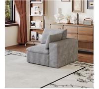 Fauteuil compressé 1 place modulable - BEAUNIV - avec accoudoirs, mousse, velours côtelé gris 90 × 90 × 82 cm