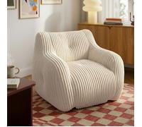 Fauteuil compressé LUFFY 1 place en mousse et velours cotelé beige