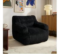 Fauteuil compressé LUFFY 1 place en mousse et velours cotelé noir