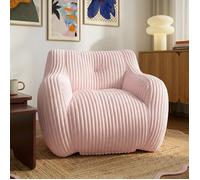 Fauteuil compressé LUFFY 1 place en mousse et velours cotelé rose