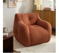 Fauteuil compressé LUFFY 1 place en mousse et velours cotelé terracotta