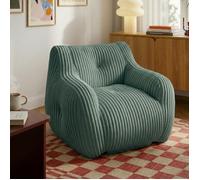 Fauteuil compressé LUFFY 1 place en mousse et velours cotelé vert