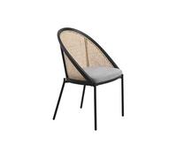 Fauteuil confortable : Assise en tissu et dossier en Cannage Naturel