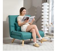 Fauteuil convertible 1 place canapé-lit clic-clac 4 en 1 avec dossier réglable en 5 positions, oreiller inclus, vert