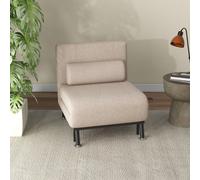 Fauteuil Convertible 1 Place Dossier Réglable Tissu En Lin Beige Beige