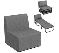 Fauteuil convertible 1 place - HOMCOM - 2 en 1 pliant - coussin et housse anti-poussière - pour invités, salon, bureau - gris