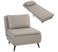 HOMCOM Fauteuil Convertible 1 Place 3 en 1 Oreiller 75 x 188 cm Marron | Fauteuil-Lit Clic-Clac, Chauffeuse 1 Place, Dossier Réglable, Assise Large, Ressorts en S, Rembourré en Lin, OEKO-TEX