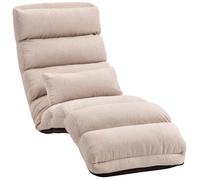HOMCOM Canapé Paresseux chauffeuse 1 Place Fauteuil Convertible Fauteuil lit avec Dossier et Appui-tête réglables sur 5 Positions pour Salon Chambre et Bureau Charge 120 Kg 58x119x78cm Beige