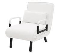 Fauteuil convertible 1 place - ML-Design - Blanc - 3 en 1 - Pliable dossier réglable oreiller