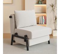 Fauteuil Convertible 1 Place Multifonction Confortable Chauffeuse Canapé-lit 2 en 1 Dossier Réglable en 5 Positions Siège Rembourré Et Oreiller pour Lire(White,187 * 100 * 26cm)