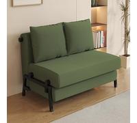 Fauteuil Convertible 1 Place Multifonction Confortable Chauffeuse Canapé-lit 2 en 1 Dossier Réglable en 5 Positions Siège Rembourré Et Oreiller pour Lire(Green,187 * 120 * 26cm)