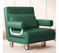 Fauteuil Convertible 1 Place Petit Canapé Lit Lit Une Personne Pliable Oreiller Amovible Cadre Métallique Robuste avec Dossier Réglable en 6 Positions 3 Coloris(Green)