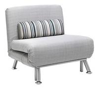 HOMCOM Fauteuil Convertible 1 Place chauffeuse 3 en 1 Fauteuil lit en Lin avec Dossier réglable en 5 Positions, Coussin Inclus, canapé-lit 1 Place pour invités, Salon, Charge 150 kg Gris