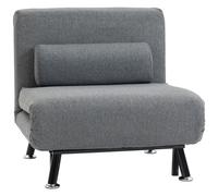 Fauteuil Convertible 3 En 1 Chauffeuse Lit Avec Coussin Gris Gris