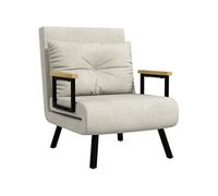 HomCom Fauteuil convertible 1 place – chauffeuse 3 en 1, dossier réglable 5 positions, velours crème