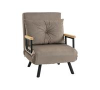 HomCom Fauteuil convertible 3-en-1 chauffeuse lit dossier réglable accoudoirs bois velours gris