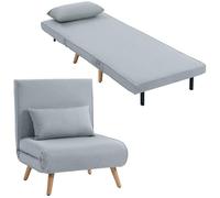 Fauteuil convertible 3 en 1 - HOMCOM - fauteuil lit et chauffeuse 1 place - dossier inclinable 5 positions - coussin - gris
