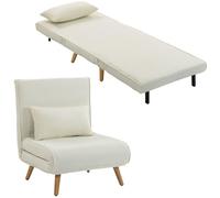Fauteuil convertible 3 en 1 - HOMCOM - fauteuil lit et chauffeuse 1 place - dossier inclinable 5 positions - coussin - crème