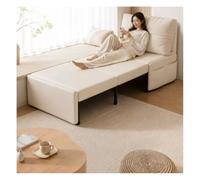 Fauteuil Convertible avec Lit Gigogne, Tissu Velours Couleur Lait | Canapé-lit Convertible 3-en-1, Extension De Couchage / Module Juxtaposable, Rembourrage En Mousse(White/54cm,60x199 cm)