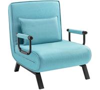 Fauteuil convertible bleu - WOLTU - Canapé lit 3 en 1 - Dossier réglable en 5 positions - Housse en lin - Cadre en métal