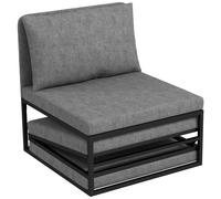 Fauteuil Convertible Chauffeuse Coussin Et Housse Inclus Métal Noir Tissu Gris Gris
