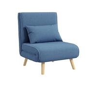 HOMCOM Fauteuil convertible 3 en 1 1 place – dossier inclinable 5 niveaux, oreiller inclus – Bleu