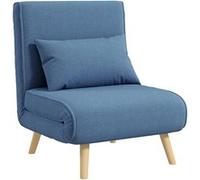 HOMCOM Fauteuil convertible 3 en 1 1 place – dossier inclinable 5 niveaux, oreiller inclus – Bleu