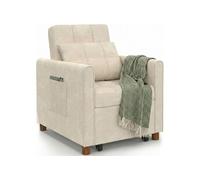 Fauteuil convertible EMILE lit d'appoint 1 place tissu chenille beige