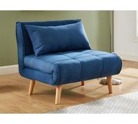 Fauteuil convertible XL en tissu CHILA - Bleu Bleu