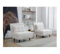 Fauteuil convertible en tissu bouclette ivoire URIBIA