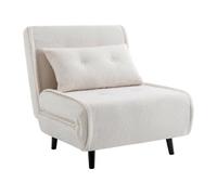 Fauteuil convertible en tissu bouclette ivoire URIBIA