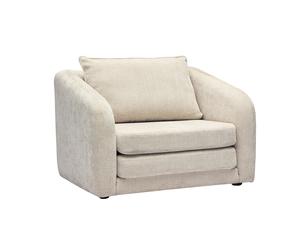 Fauteuil convertible en tissu effet velours texturé beige MAHAUT