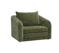 Fauteuil convertible en tissu effet velours texturé vert kaki MAHAUT