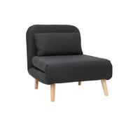 Fauteuil convertible scandinave en tissu gris foncé et bois clair AMIKO