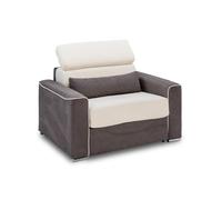 Fauteuil convertible EXPRESS CANBERRA 70cm matelas 16cm bicolore microfibre ivoire et gris anthracite