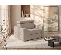 Fauteuil convertible express en tissu beige - Couchage 70 cm - Matelas 18 cm VIZIR