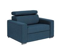 Vente-unique - Fauteuil Convertible Express en Tissu Bleu - Couchage 70 cm - Matelas 18 cm - Appuie-tête