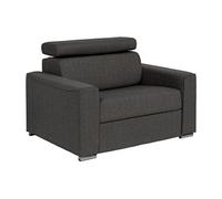 Vente-unique - Fauteuil Convertible Express en Tissu Gris - Couchage à Lattes Larges 70 cm - Matelas 14 cm - Appuie-tête