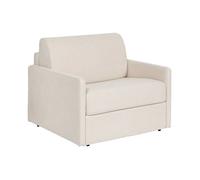 Fauteuil convertible express en tissu texturé beige - Matelas 14 cm CALIFE