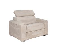 Fauteuil convertible express en velours côtelé beige - Couchage à lattes larges 70 cm - Matelas 14 cm VIZIR