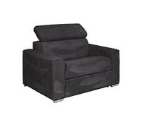 Fauteuil convertible express en velours côtelé gris - Couchage à lattes larges 70 cm - Matelas 14 cm VIZIR