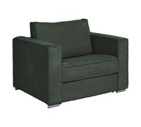 Fauteuil convertible express en velours côtelé vert sapin - Couchage 70 cm - Matelas 14 cm - LORETO