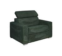Vente-unique - Fauteuil Convertible Express en Velours côtelé Vert - Couchage 70 cm - Matelas 14 cm - - Appuie-tête