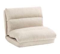 HOMCOM Canapé paresseux chauffeuse 1 place fauteuil paresseux convertible en lit fauteuil salon avec dossier inclinable sur 5 positions, charge 120 Kg, pour salon chambre et bureau, 70x72x56 cm, beige