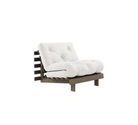 Fauteuil convertible futon ROOTS pin carob brown matelas natural couchage 90 x 200 cm