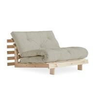 Fauteuil convertible futon ROOTS pin naturel tissu lin couchage 90 x 200 cm.