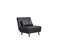 Fauteuil convertible lit une place tissu en cuir PU Noir facile à nettoyer dimension: 80x90x84 cm-dimension lit: 80x190x28 cm