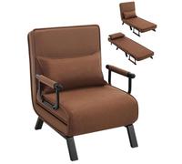 Fauteuil convertible marron - WOLTU - Convertible 3 en 1 - 65x75x78 cm - Revêtement en lin - Dossier réglable - Avec Oreiller
